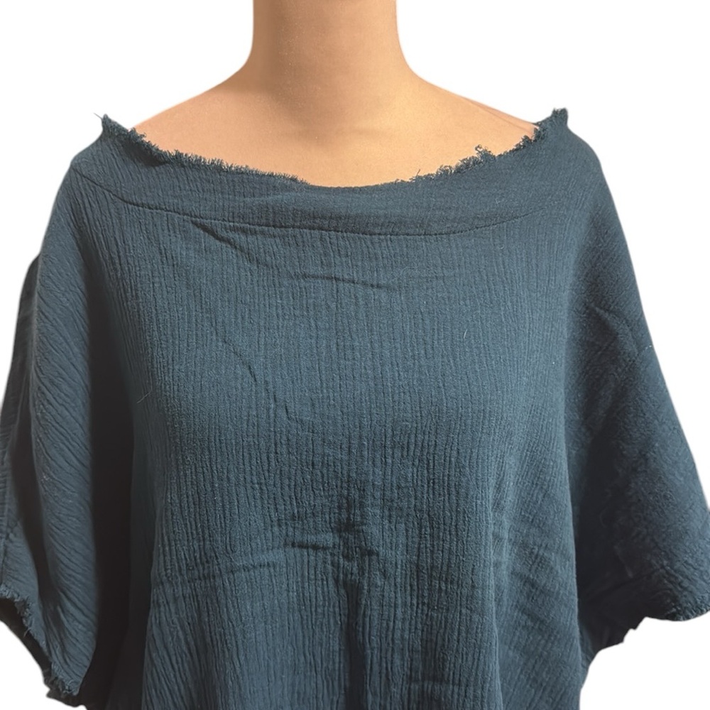 BEFORE YOU Teal Textured OVERSIZED Top size medium - Picture 2 of 7
